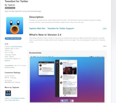 krozabalka - Aplikacja Tweetbot for Twitter na #macos / #osx przeceniona z 9,99€ na 4...