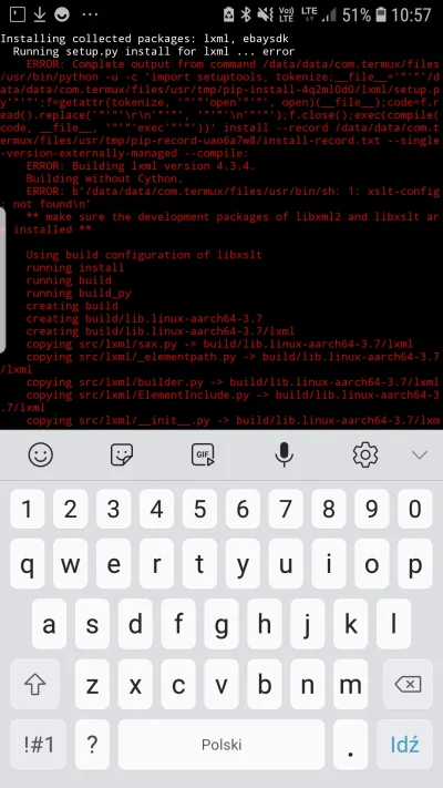 J.....L - #programowanie #termux #ebaysdk instalowal ktos ebaysdk na termuxie ? Jest ...