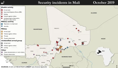 K.....e - Mapa "incydentow" w Mali.
Pazdziernik 2019


#wojna #mali #afryka #isis...
