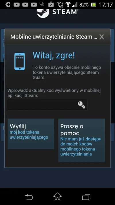 zgredinho - Próbuje się zalogować do mobilnej aplikacji steam ale potrzebuje tokena z...