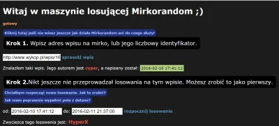 cyper - Wylosowany został : @HyperX - proszę o kontakt na priv