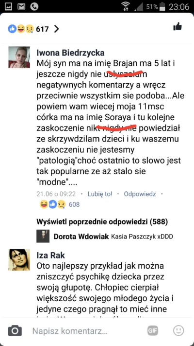 xoes - Takie komentarze to czyste złoto (✌ ﾟ ∀ ﾟ)☞,

#brajan #soraya #karyna #patolog...