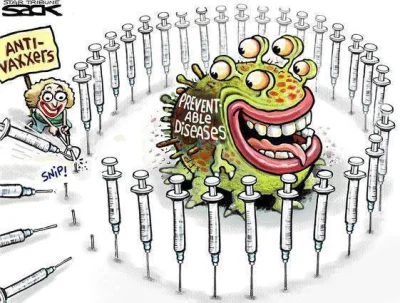 Mishkaliina - Dobrze ilustrująca grafika sytuację z antyszczepionkowcami.
#bekazanty...