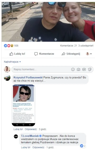 maxPL - #!$%@? Muniek nie badz idiota! Jeszcze sie tym afiszujesz na fb