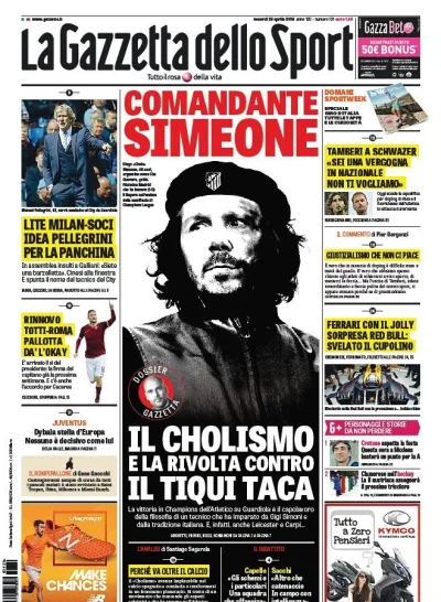 V.....o - Taka to okładka największej włoskiej gazety sportowej. Trener piłkarski pod...
