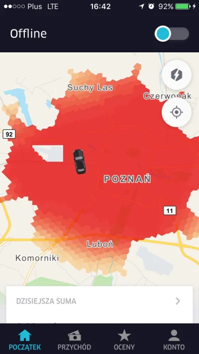 Akuku69 - Stoje w korku to z ciekawosci sprawdzilem przelicznik #uber w #poznan 
O pa...