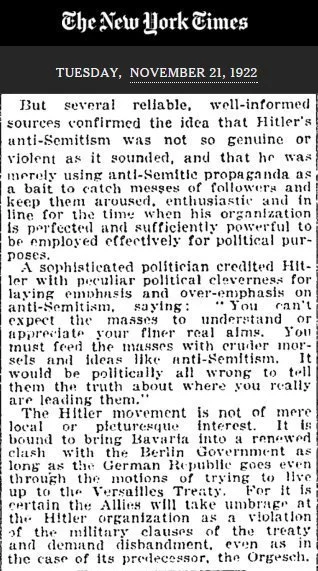 InformacjaNieprawdziwaCCCLVIII - Artykuł z 1922 roku opublikowany w The New York Time...