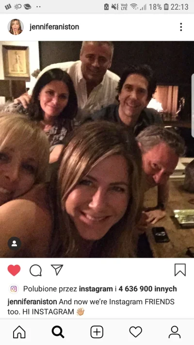 MrFisherman - Jennifer Aniston założyła dzisiaj konto na Instagramie, 7h temu wrzucił...