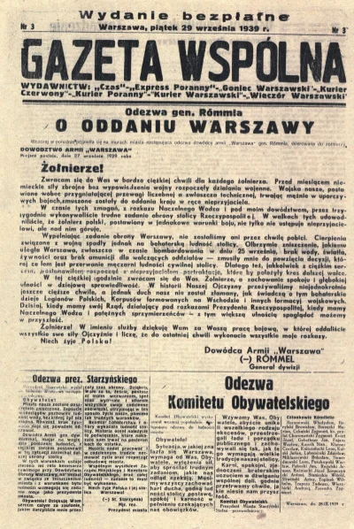 takitamktos - 29 września 1939 roku.

Załoga twierdzy w Modlinie złożyła broń wobec...