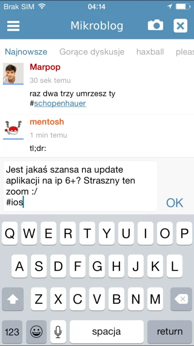 Rabusek - Jest jakaś szansa na update aplikacji na ip 6+? Straszny ten zoom :/
Pic re...