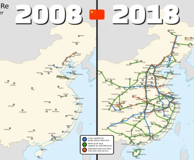 A.....1 - #chiny #kolej #ciekawostki 

Kolej dużych prędkości w Chinach - 2008 i 20...