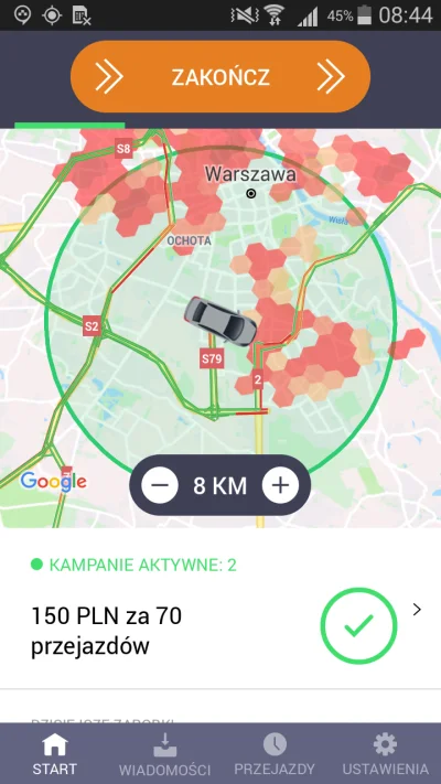 1punkt - Wie ktoś o co biega z tymi kolorami na mapie, dla kierowców ?

#taxify