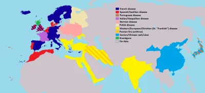 Mesk - Jak w różnych krajach nazywała się kiła zanim ustalono nazwę syfilis
#mapporn...