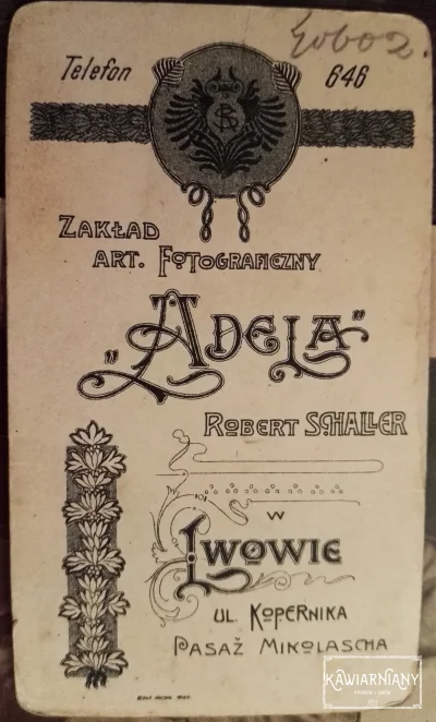 kawiarnianypl - Rewers zdjęcia kartonikowego ze słynnego zakładu Adela Roberta Schall...