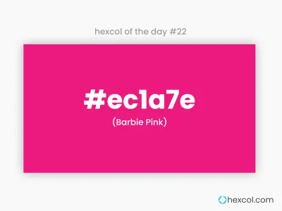 mk27x - Kolor heksadecymalny na dziś:

#ec1a7e Barbie Pink Hex Color - na stronie z...