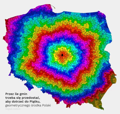 Heninger - Mapa pokazująca przez ile gmin trzeba się przedostać aby dotrzeć do gminy ...