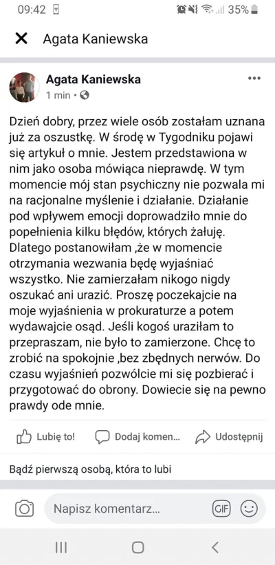 GrzegorzPorada - Jej skasowana odpowiedź na FB
W skrócie, jeśli komuś się nie chce c...