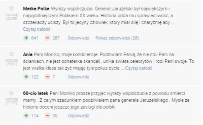 BlodyINC - Komentarze pod artykułem na wp.pl dotyczącym śmierci żony Jaruzelskiego. #...