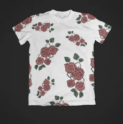 IamEv - Drugi projekt koszulki ! (✌ ﾟ ∀ ﾟ)☞ Tym razem motyw kwiatowy malowany w Photo...