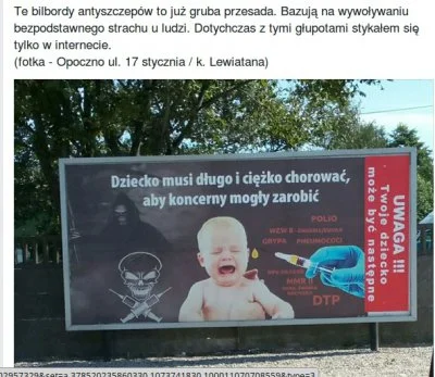 Racjonalnie - Banner antyszczepionkowców: na nieobeznanych z teoriami spiskowymi ten ...