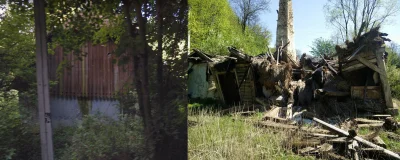 proweniencja - Kolejna wiejska chata znika z krajobrazu ( ͡° ʖ̯ ͡°). Po lewej fotka z...