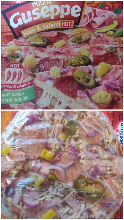 gelo - Pizza Guseppe opakowanie kontra rzeczywistość - powalajaca ilość papryczek jal...