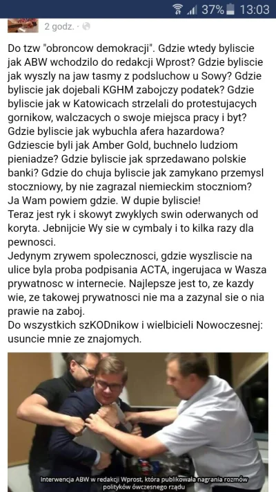 zajelimilogin - Screen wpisu znajomego na fb. Nic dodać nic ująć. 
#takaprawda #sejm ...