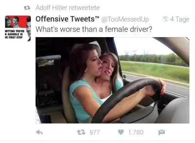 npwjsn - - Czy jest coś gorszego od kobiety za kierownicą?

#czarnyhumor #rozowepas...