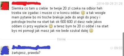 cielo - Mój kolega (niebieski kolor) pożyczył temu typowi (czerwony) 20zł w marcu zes...