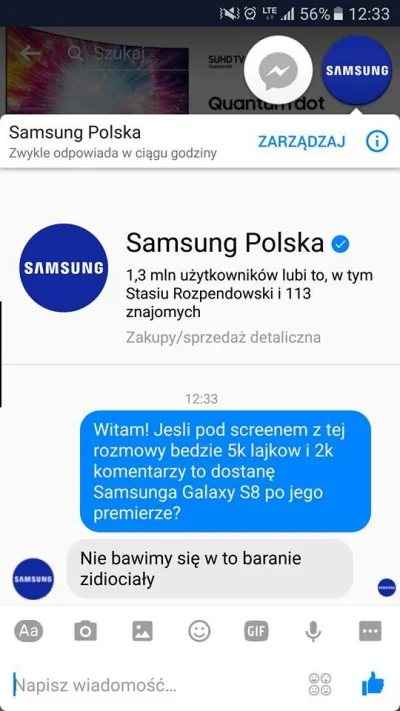 tomekwykopuje - Jeśli nie fejk, to szanuje Samsunga mocno 
#gownowpis #zebrolajki