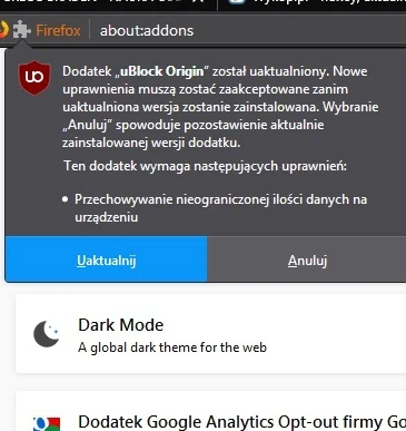 szczepan84 - Nowe uprawnienia dla uBlocka mają jakiś związek z acta2 i zdecentralizow...