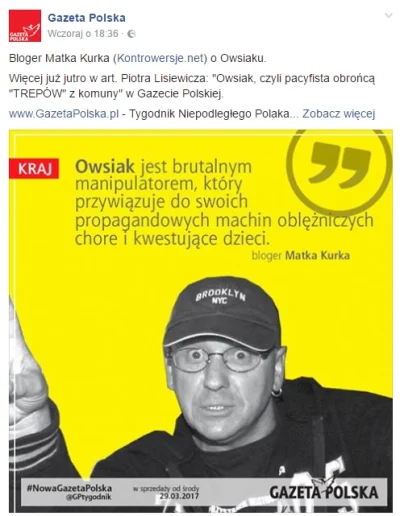 saakaszi - Matka Kurka:
 Owsiak jest brutalnym manipulatorem, który przywiązuje do sw...