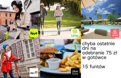 LubieKiedy - CityBee + Airbnb + Hive (odnawialne 20 minut) + UberEats + Lime info 

...