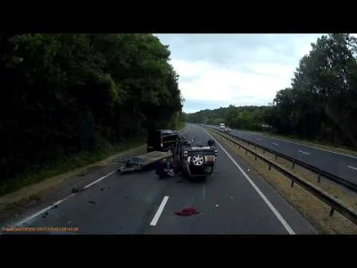 Mesk - Podobny wypadek z powiązanych kilka tygodni temu na A249 w Anglii. Akcja 2:01.