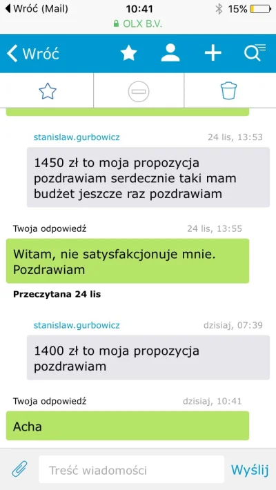 MojszeZimmerman - Sprawny negocjator ( ͡° ͜ʖ ͡°) 
#olx
#januszebiznesu 
#januszeolx