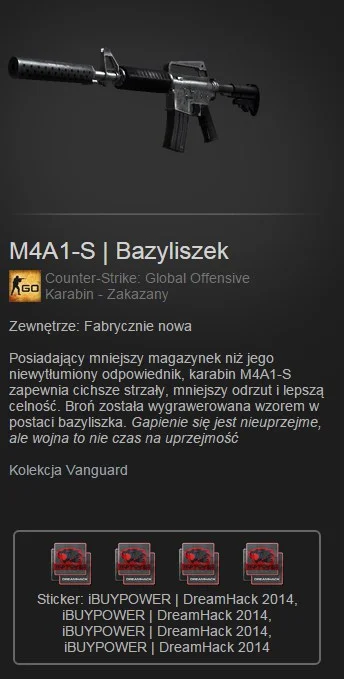 niki275 - Mam ciekawą M4A1-S Bazyliszek FN, m4 warta 2,5 euro, naklejki 40 e, chcę 10...