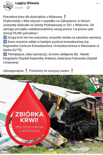 V.....o - Chłopaki z Wilanowa organizują zbiórkę krwi dla poszkodowanych dzieci w wyp...