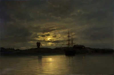 pokrakon - #malarstwo #sztuka #obrazy
Oscar Kleineh (1846-1919),
W świetle księżyca