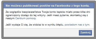 wfm125m - Za co blokują konto na FB (nie mogę nic dodać, lajkować, komentować rozmawi...