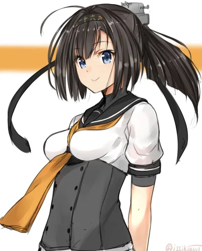 Azur88 - #randomanimeshit #kantaicollection #akizuki #longhair #blackhair #blueeyes #