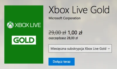 dawid110d - Abonament Xbox Live Gold na miesiąc za złotówkę dla osób bez aktywnego Go...