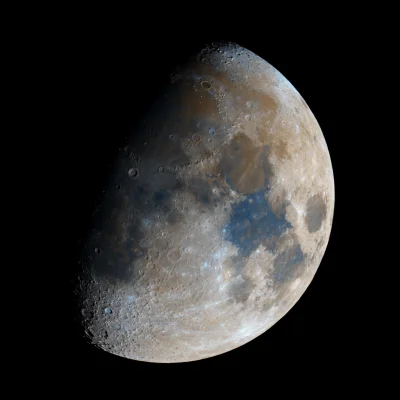 namrab - Wczorajszy kolorowy Księżyc.
Ogniskowa 840 mm, f/13, kamerka ZWO ASI1600MM,...
