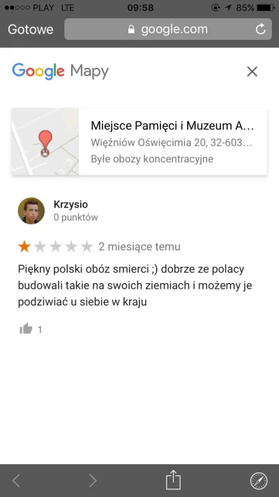 Majronn - Opinia w google na temat obozu Auschwitz w Oświęcimiu.

Krzysio "śmieszek" ...