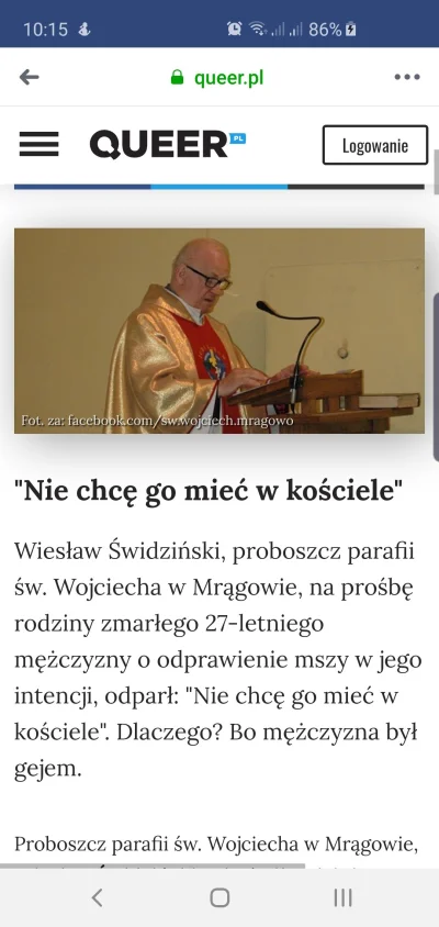 GoplanaLodz - Proboszcz z Mrągowa odmówił odprawienia mszy za zmarłego, by był gejem....