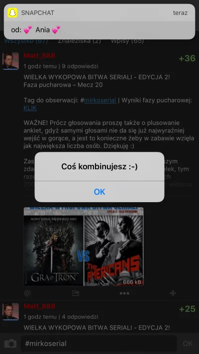 FREEQ - #ioswykop Próbuje przestać obserwować tag "mirkoserial" a aplikacja iOS wykop...