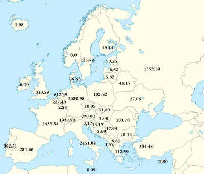 rebel101 - Ilość państwowych rezerw złota w tonach w poszczególnych krajach Europy. 
...