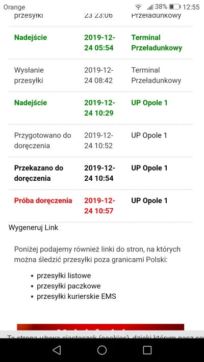 andre3000 - Właśnie sprawdzam u siebie i zglupialem, bo bylem w domu a kuriera brak. ...