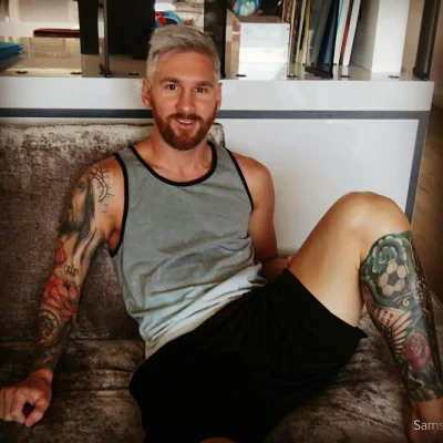 O.....9 - XDDDD Messi myśli że jak zmieni fryzurę to go policja nie będzie już ścigać...