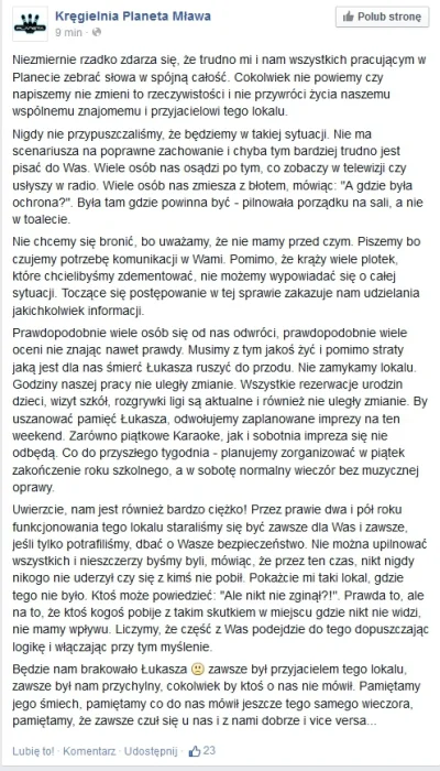 Tomaszu - Oficjalne oświadczenie sprzed godziny właściciela klubu.
Cyganów w Mławie ...