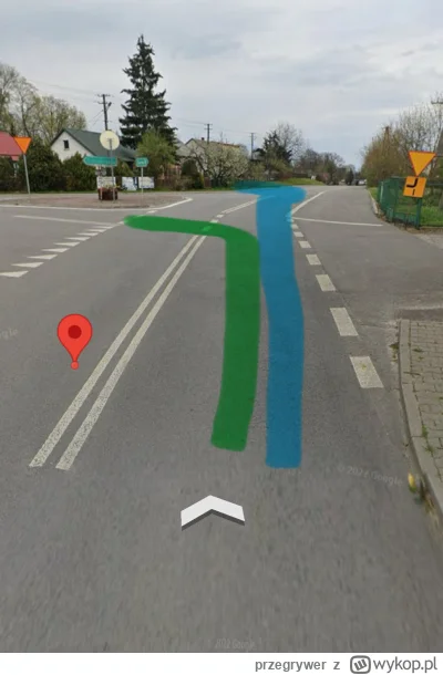 przegrywer - Jeśli chce tu skręcić w lewo to mam to zrobic jak zaznaczylem na zielono...